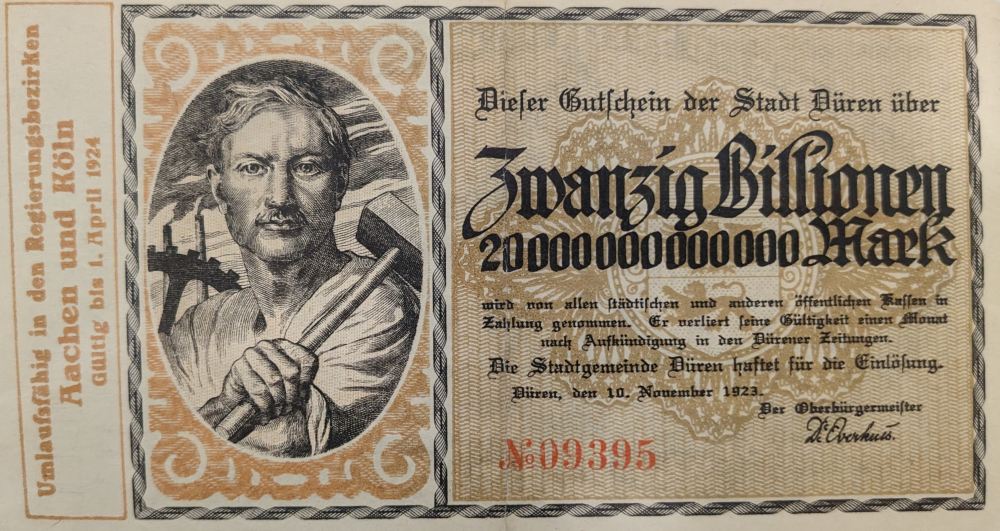 Banknote über 20 Billionen Mark von 1923
